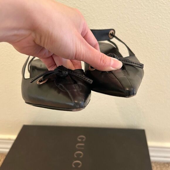 GUCCI size 35.5C Sandal Heels Black Leather made in Italy - Picture 10 of 12